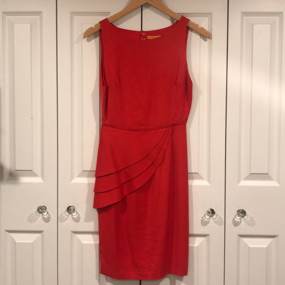 Alice + Olivia coral red dress